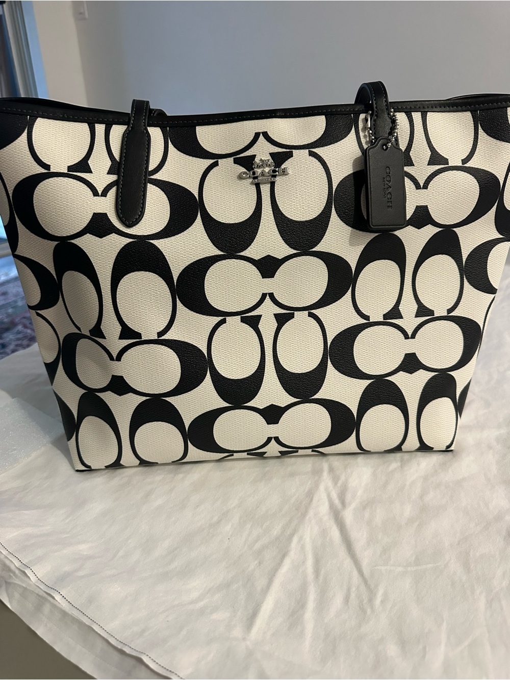 Coach Black & White Signature Tote